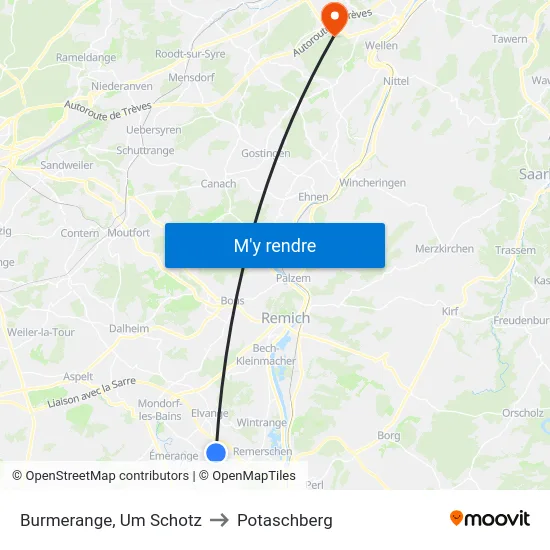 Burmerange, Um Schotz to Potaschberg map