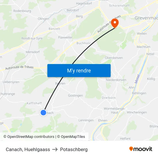 Canach, Huehlgaass to Potaschberg map