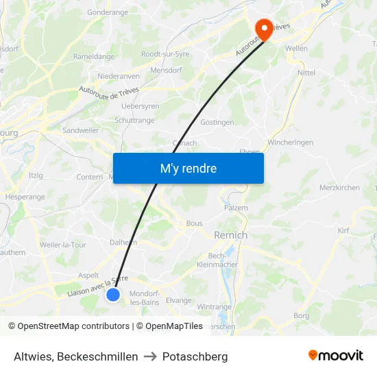 Altwies, Beckeschmillen to Potaschberg map