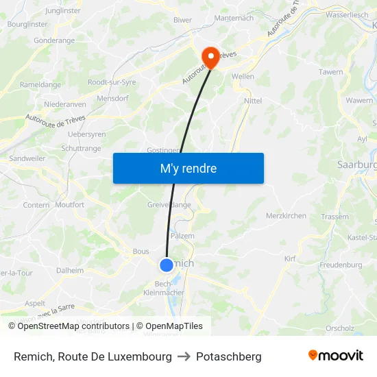 Remich, Route De Luxembourg to Potaschberg map