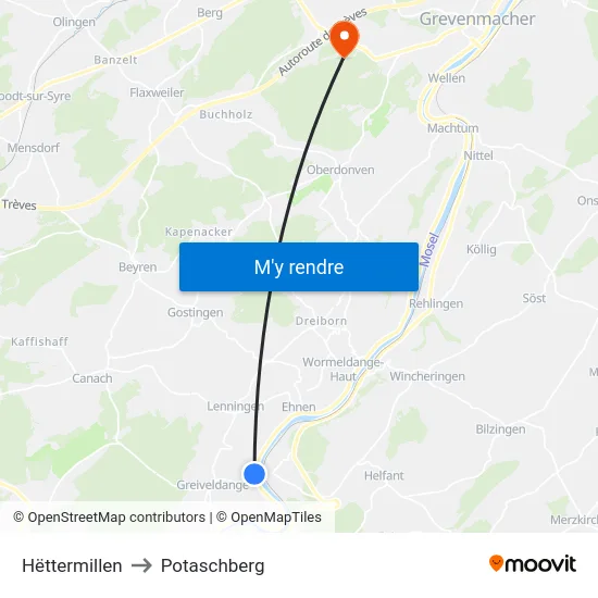 Hëttermillen to Potaschberg map