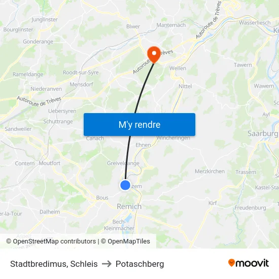 Stadtbredimus, Schleis to Potaschberg map