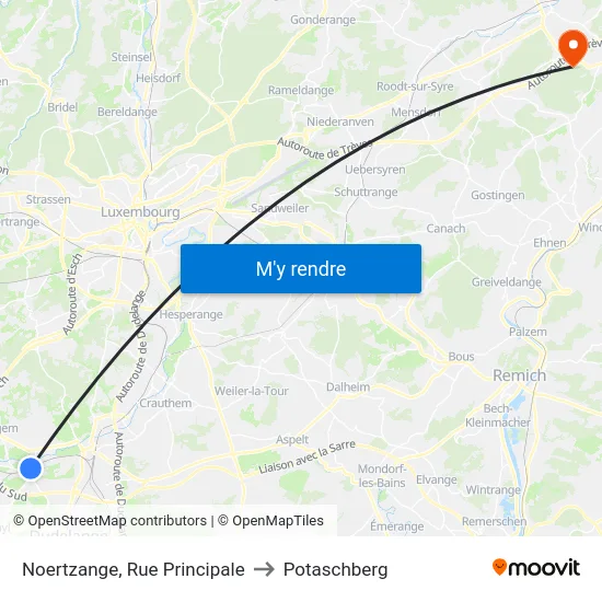 Noertzange, Rue Principale to Potaschberg map