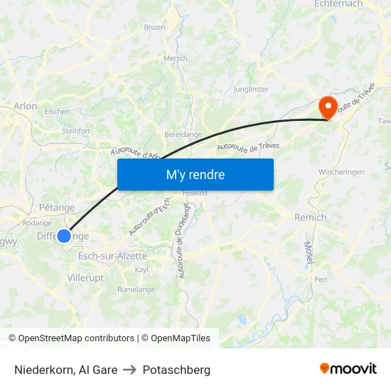 Niederkorn, Al Gare to Potaschberg map