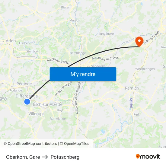 Oberkorn, Gare to Potaschberg map