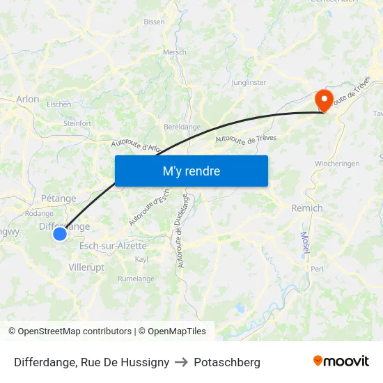 Differdange, Rue De Hussigny to Potaschberg map