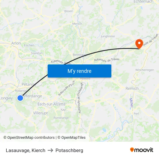 Lasauvage, Kierch to Potaschberg map