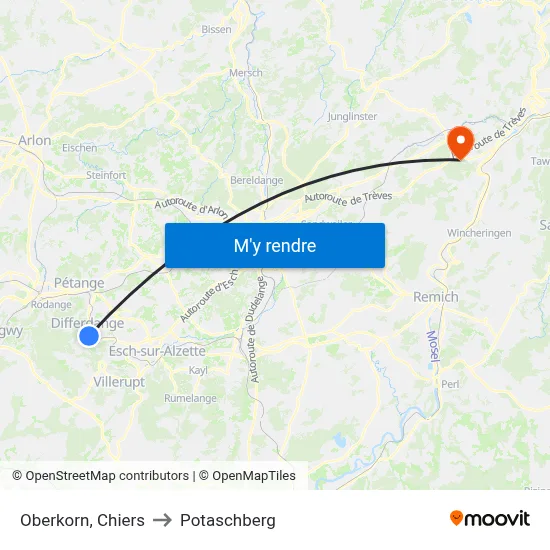 Oberkorn, Chiers to Potaschberg map