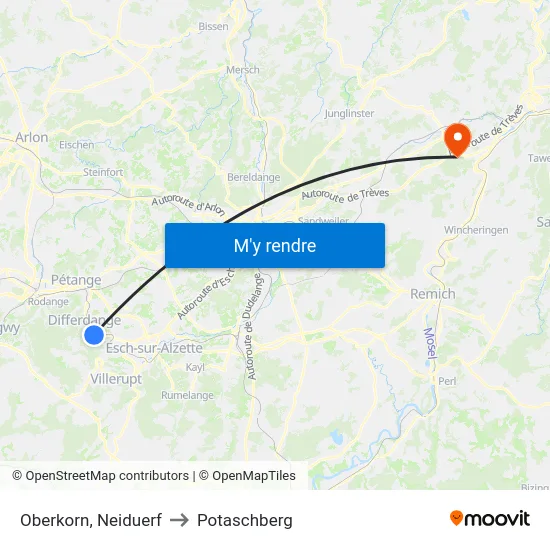 Oberkorn, Neiduerf to Potaschberg map