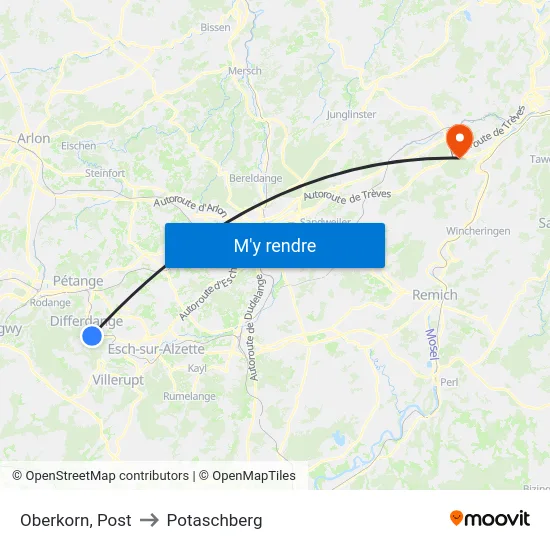 Oberkorn, Post to Potaschberg map