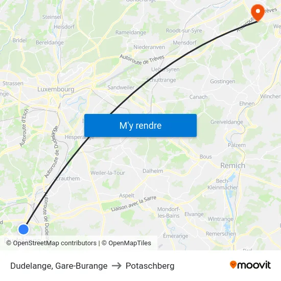 Dudelange, Gare-Burange to Potaschberg map