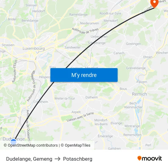 Dudelange, Gemeng to Potaschberg map