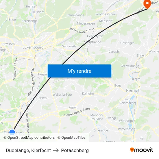Dudelange, Kierfecht to Potaschberg map