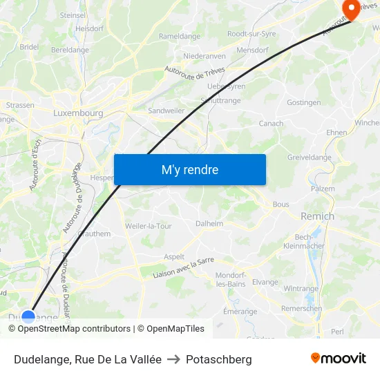 Dudelange, Rue De La Vallée to Potaschberg map