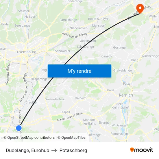 Dudelange, Eurohub to Potaschberg map