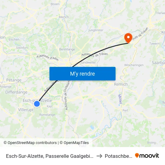 Esch-Sur-Alzette, Passerelle Gaalgebierg to Potaschberg map