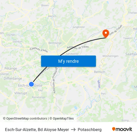 Esch-Sur-Alzette, Bd Aloyse Meyer to Potaschberg map