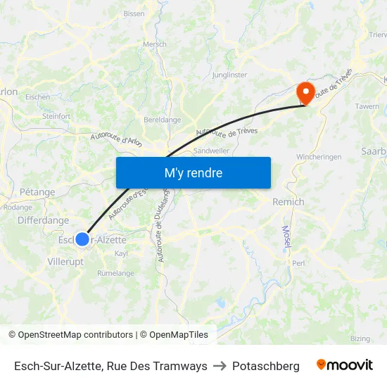 Esch-Sur-Alzette, Rue Des Tramways to Potaschberg map