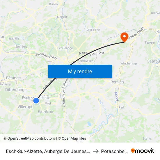 Esch-Sur-Alzette, Auberge De Jeunesse to Potaschberg map
