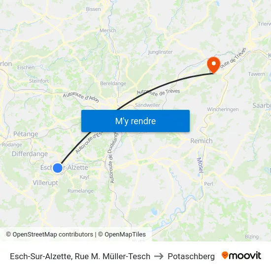 Esch-Sur-Alzette, Rue M. Müller-Tesch to Potaschberg map