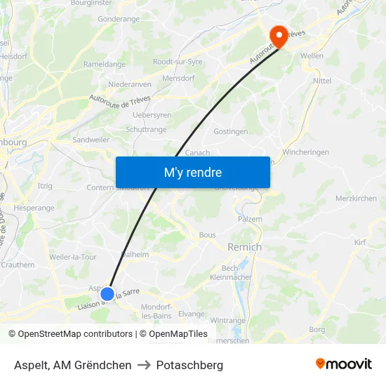 Aspelt, AM Grëndchen to Potaschberg map
