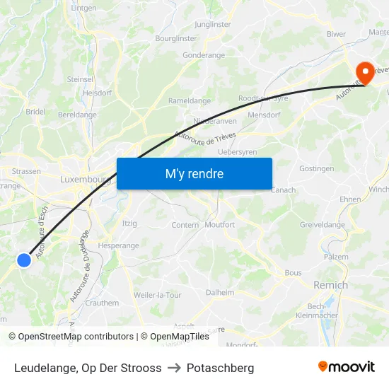 Leudelange, Op Der Strooss to Potaschberg map