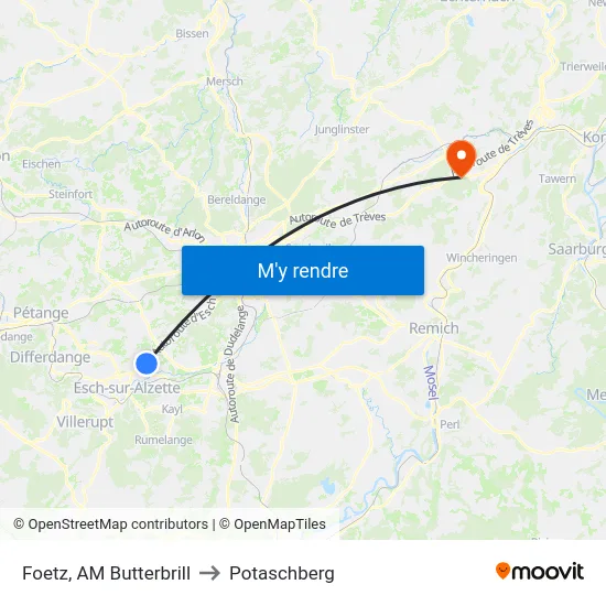 Foetz, AM Butterbrill to Potaschberg map