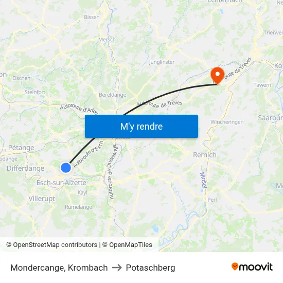 Mondercange, Krombach to Potaschberg map
