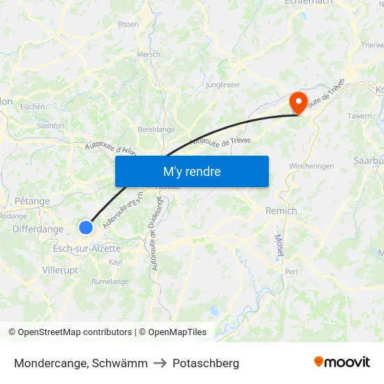 Mondercange, Schwämm to Potaschberg map
