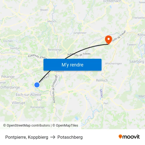 Pontpierre, Koppbierg to Potaschberg map