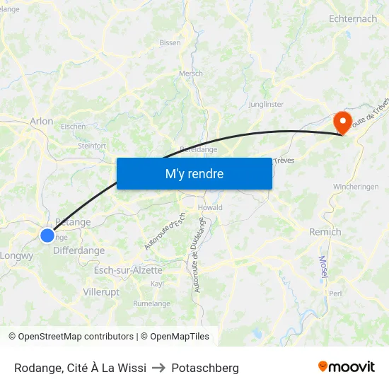 Rodange, Cité À La Wissi to Potaschberg map