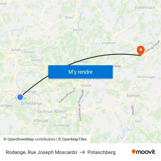 Rodange, Rue Joseph Moscardo to Potaschberg map