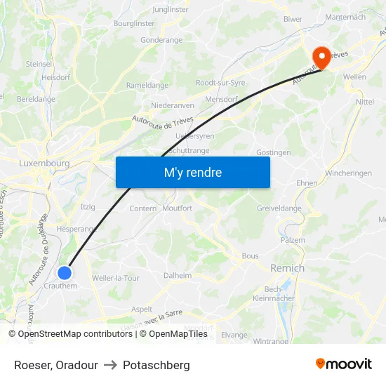 Roeser, Oradour to Potaschberg map
