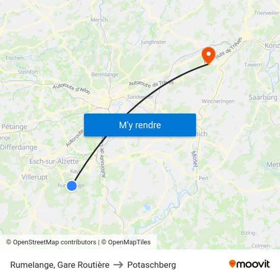 Rumelange, Gare Routière to Potaschberg map
