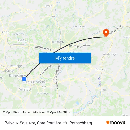Belvaux-Soleuvre, Gare Routière to Potaschberg map