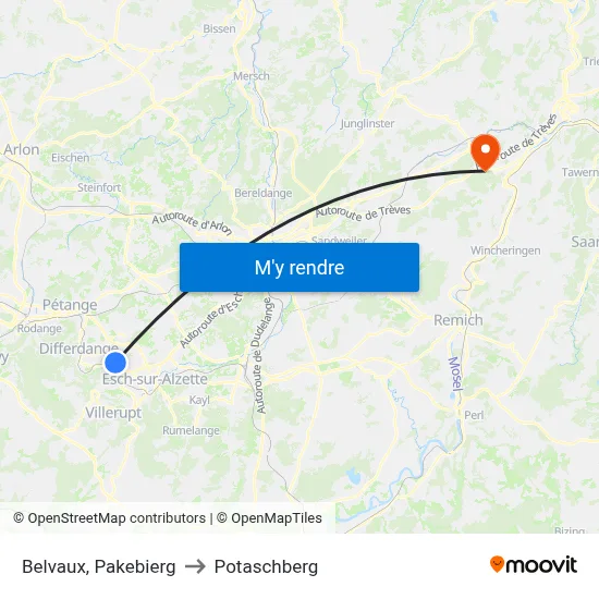 Belvaux, Pakebierg to Potaschberg map