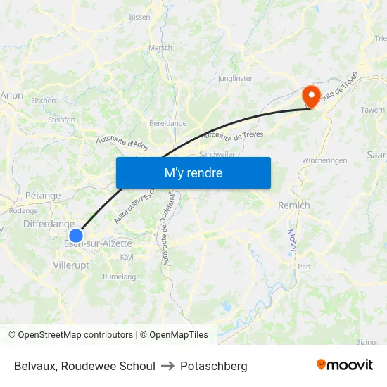 Belvaux, Roudewee Schoul to Potaschberg map