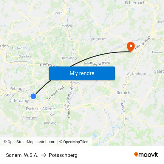Sanem, W.S.A. to Potaschberg map