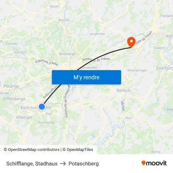 Schifflange, Stadhaus to Potaschberg map