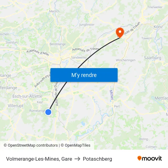 Volmerange-Les-Mines, Gare to Potaschberg map