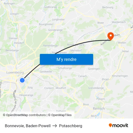 Bonnevoie, Baden-Powell to Potaschberg map
