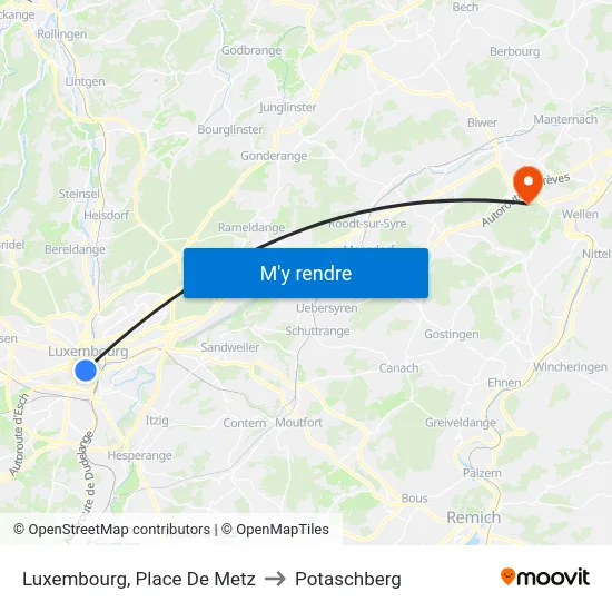 Luxembourg, Place De Metz to Potaschberg map