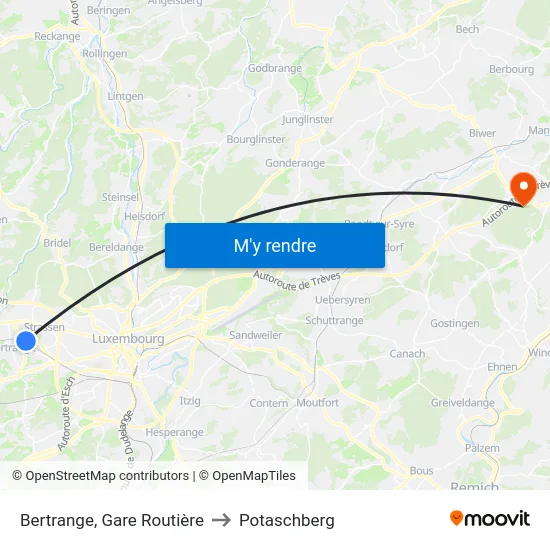 Bertrange, Gare Routière to Potaschberg map