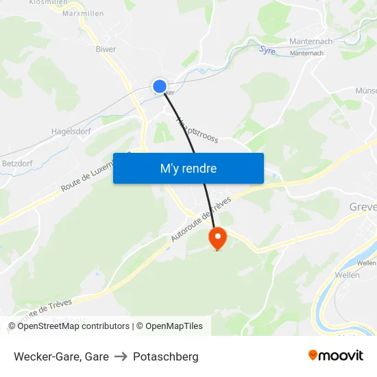 Wecker-Gare, Gare to Potaschberg map