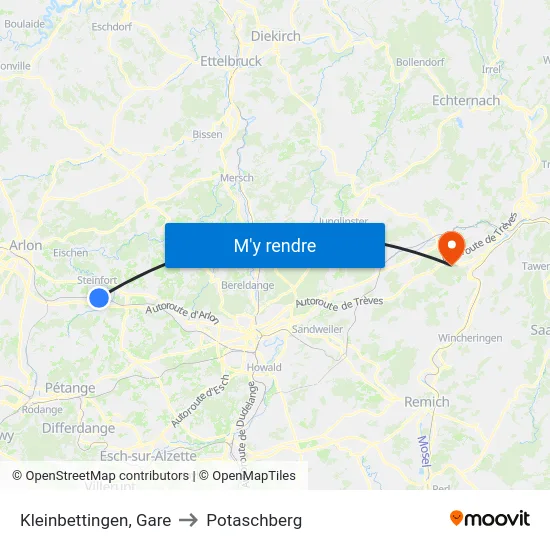 Kleinbettingen, Gare to Potaschberg map