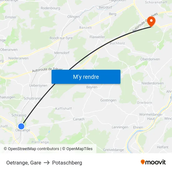 Oetrange, Gare to Potaschberg map