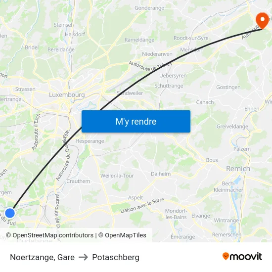 Noertzange, Gare to Potaschberg map