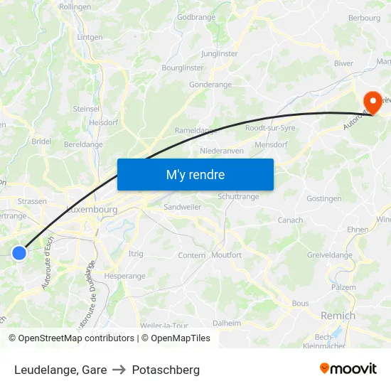 Leudelange, Gare to Potaschberg map