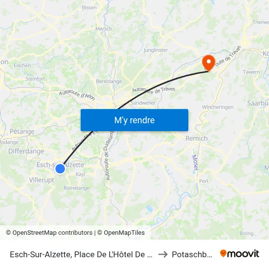 Esch-Sur-Alzette, Place De L'Hôtel De Ville to Potaschberg map