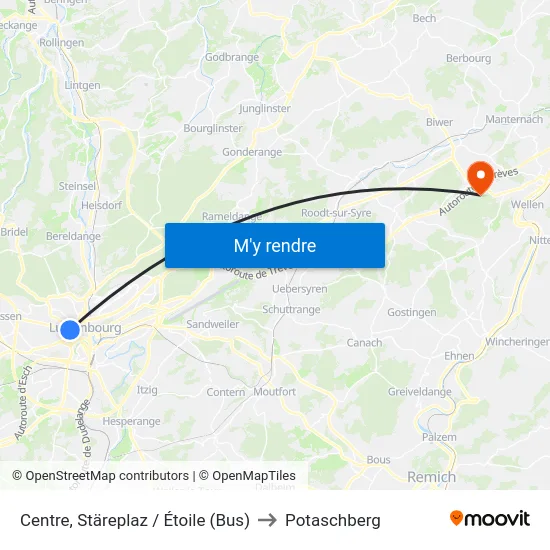 Centre, Stäreplaz / Étoile (Bus) to Potaschberg map